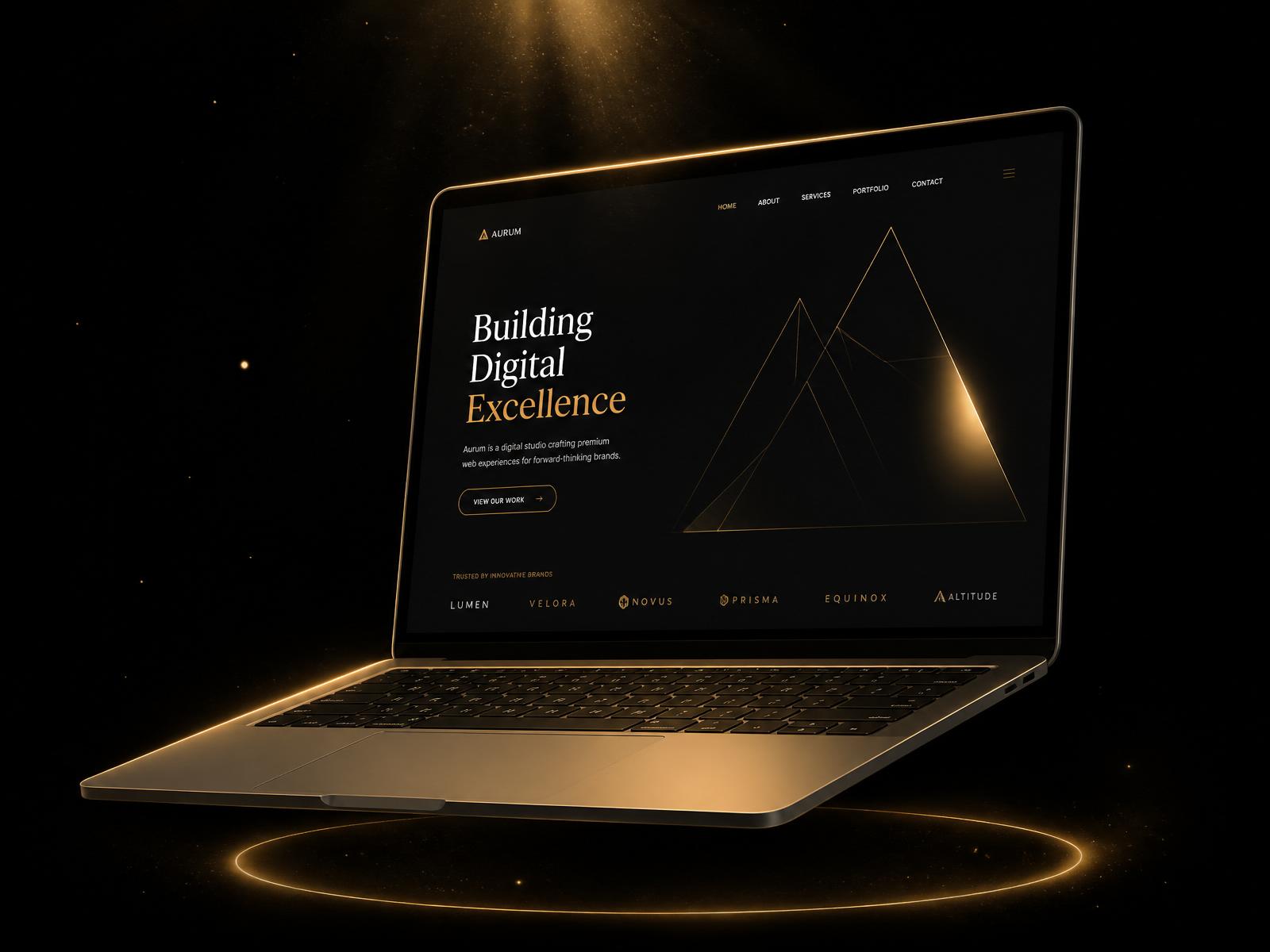 Premium laptop showcasing a YQG Studio website preview