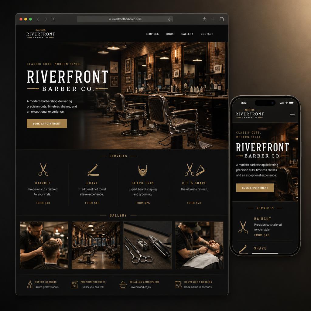 Riverfront Barber Co. website concept preview